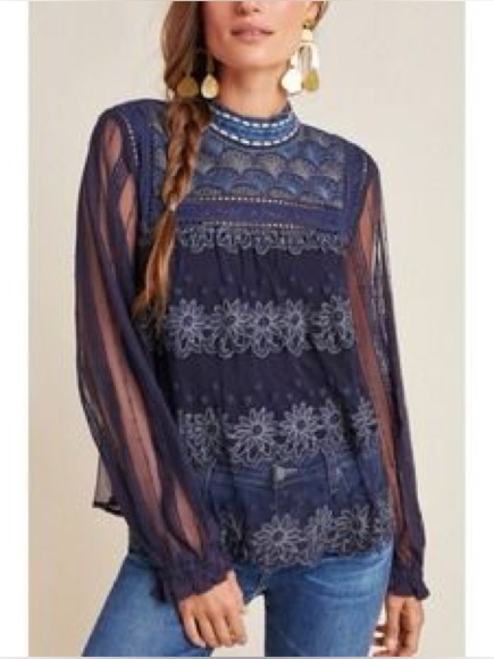 Anthropologie / Bl-nk London / Massey Embroidered Top / Size 1X